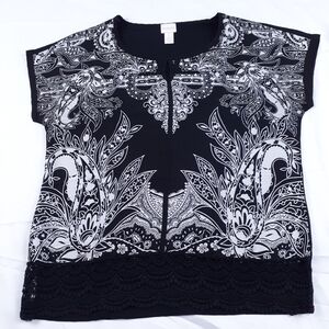 Chico's Scoop Neck Keyhole Blouse Size Medium